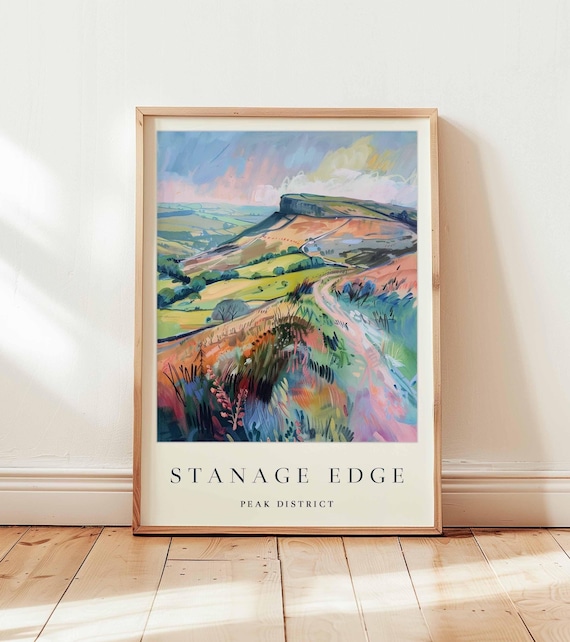 Stanage Edge Peak District Gritstone Landscape Painting Poster