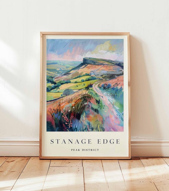 Stanage Edge Print Peak District Climbing Hiking Wall Art