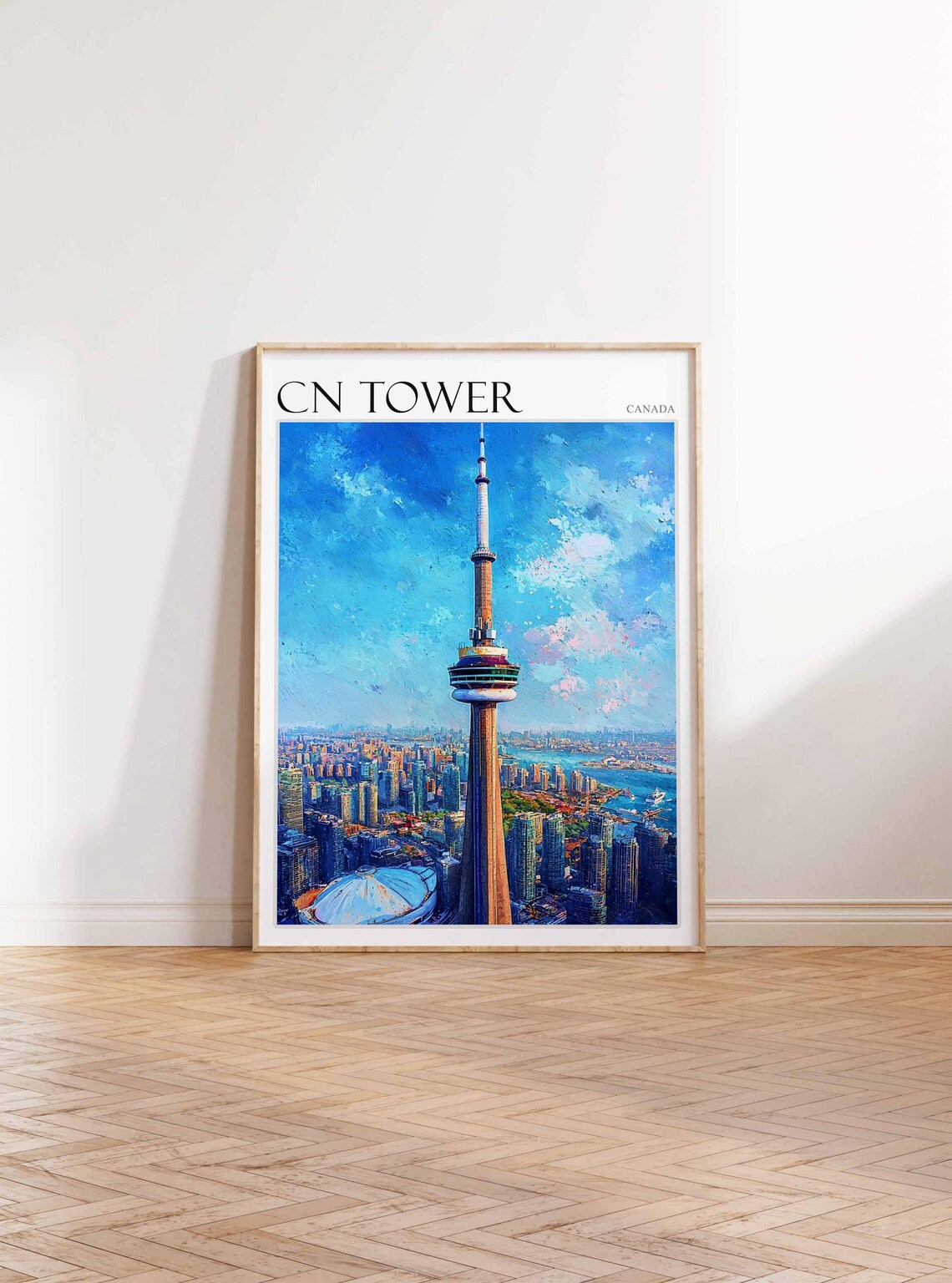 CN Tower Canada Toronto Skyline Aerial City Painting Travel Poster Art - Image 3