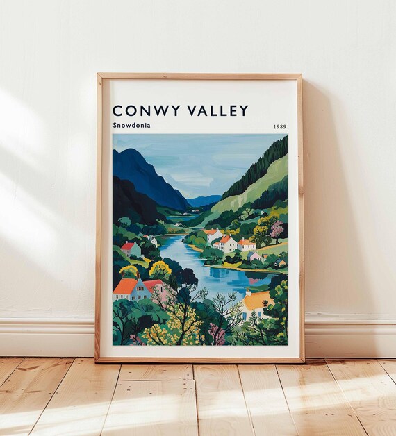 Conwy Valley Travel Poster, Snowdonia Landscape