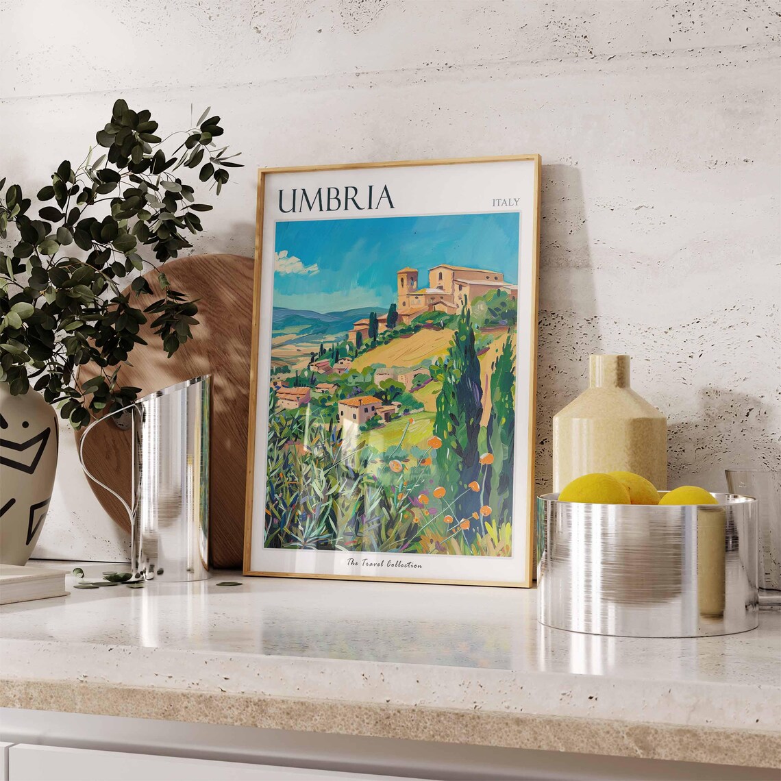 Umbria Italy Countryside Villa Cypress Hills Artwork Travel Poster - Image 2