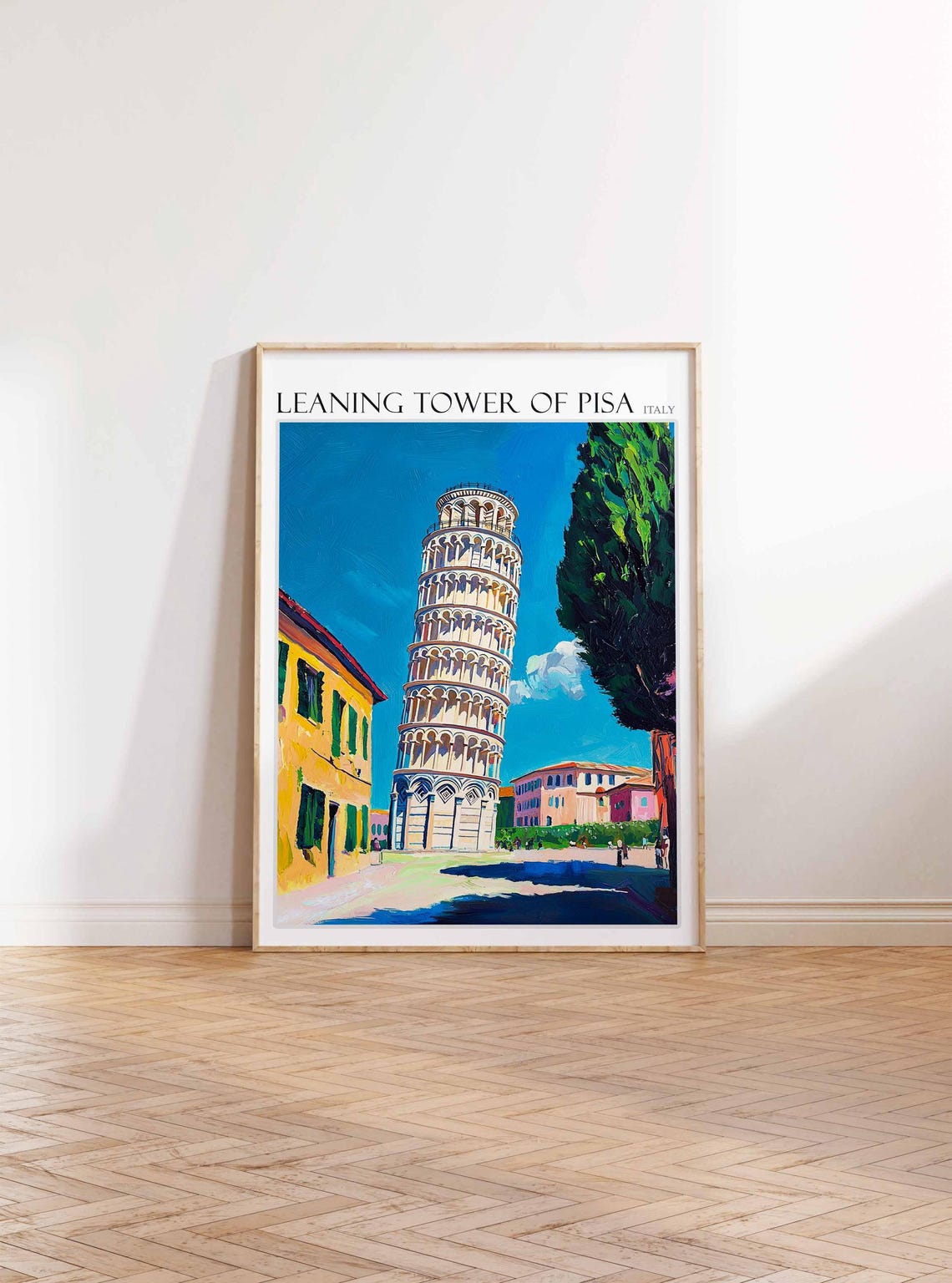 Leaning Tower Of Pisa Poster Leaning Tower Of Pisa Travel Print Italian Travel Poster Tropical Decor Travel Gift Coastal Decor - Image 3