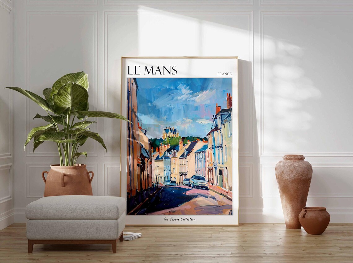 Le Mans France Impressionist Sunlit Street Scene Travel Poster - Image 3