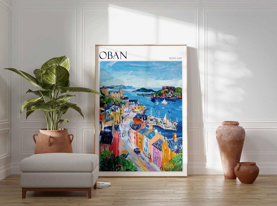 Oban Street to Marina Castle Island Town Scotland Travel Poster - Image 4