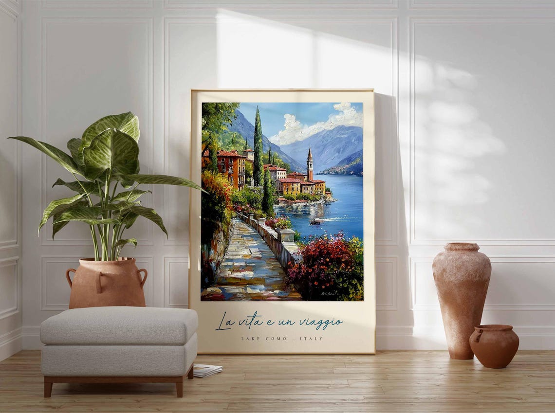Lake Como Poster Italian Travel Print Lake Como Travel Art Lake Como Wall Art Italy Art Italy Travel Decor Italian Travel Gift - Image 3