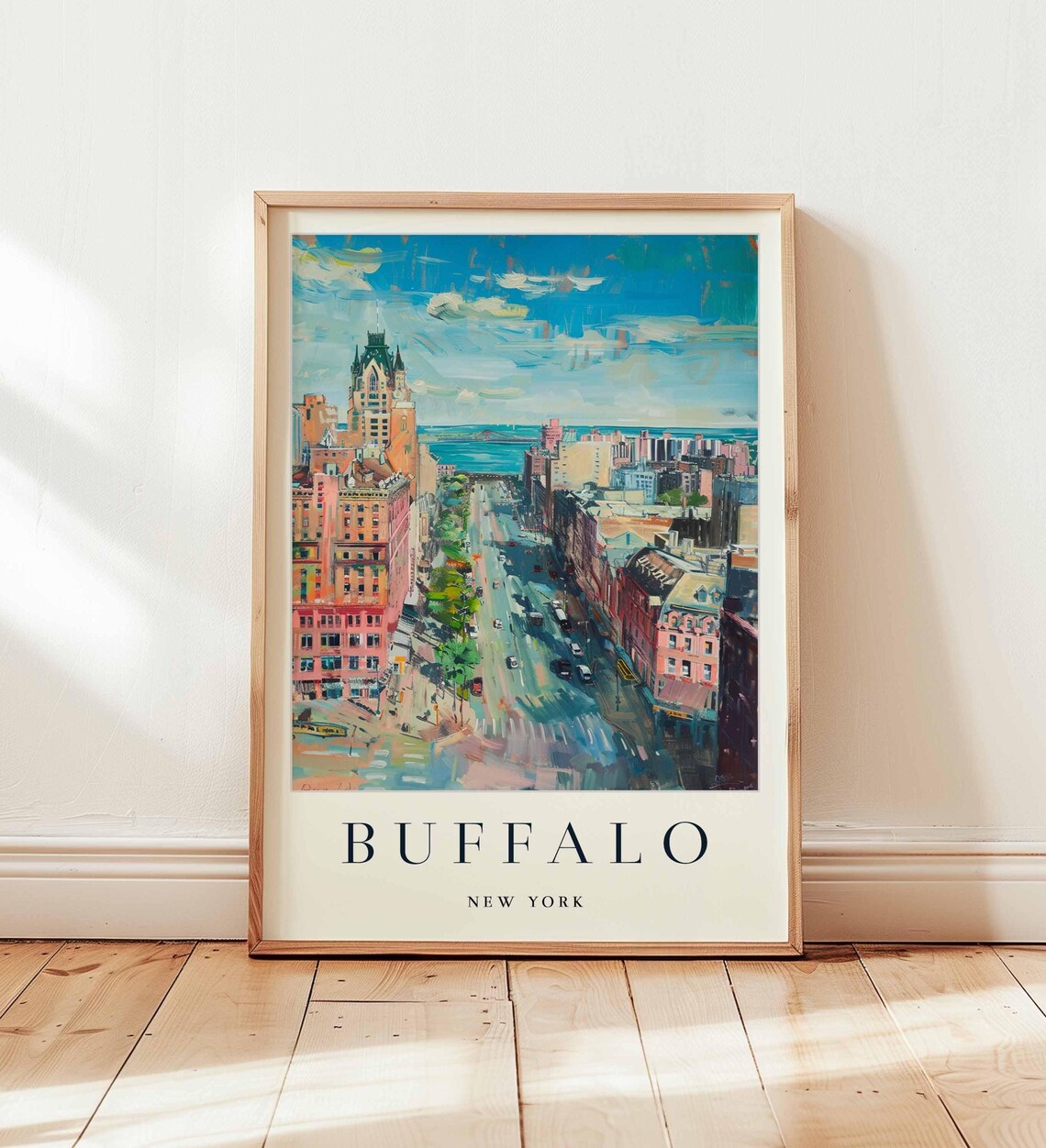 Buffalo New York Downtown Street Impressionist Painting Poster
