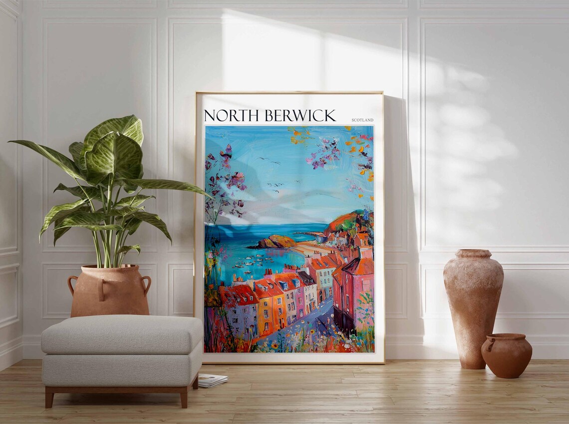 North Berwick Wildflower Bay Town Harbor Scotland Travel Poster - Image 4