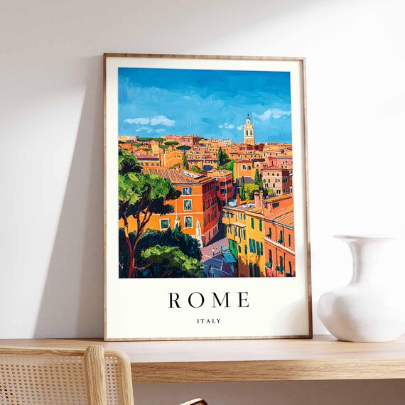 Rome Italy Terracotta Rooftops With Bell Tower Panorama Poster