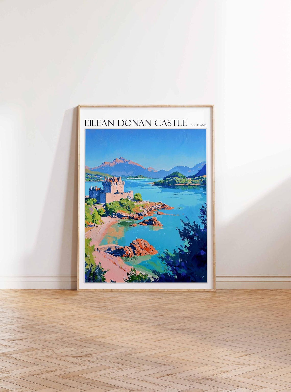 Eilean Donan Castle Scotland Flat Style Beach Point Art Travel Poster - Image 3