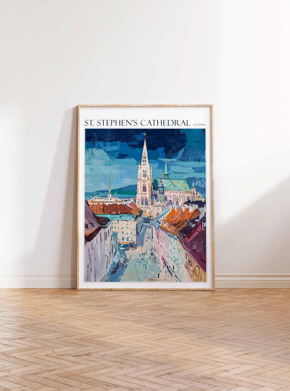 St. Stephen's Cathedral Gothic Spire Dramatic Sky Street Travel Poster - Image 2