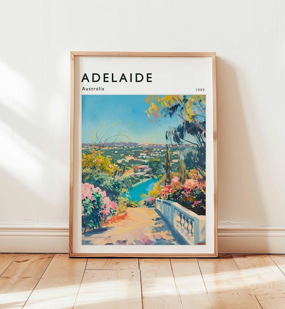 Adelaide Australia Travel Poster South Cityscape Wall Art
