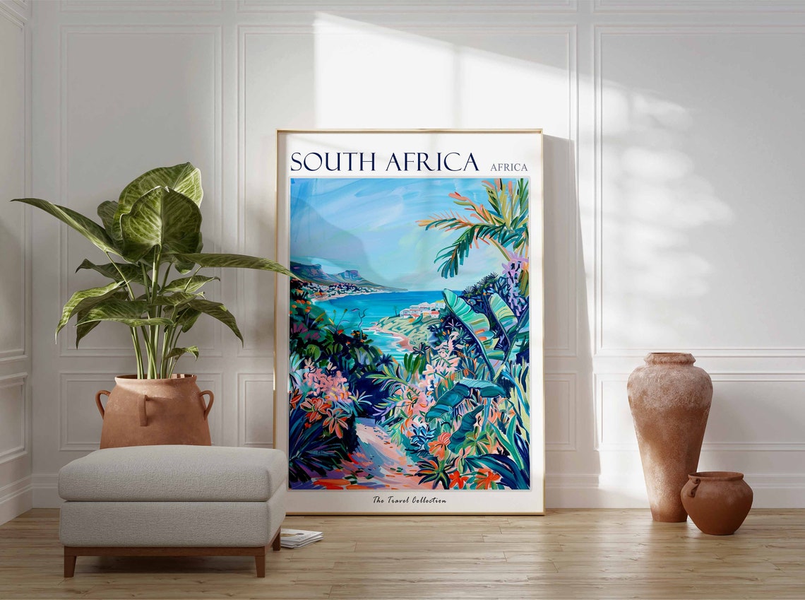 South Africa Lush Tropical Path Coastal Bay View Travel Poster - Image 2