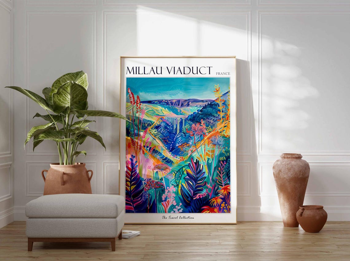 Viaduc De Millau Poster France Travel Print French Decor Europe Travel Poster European Wall Art Viaduc De Millau Travel Poster - Image 3
