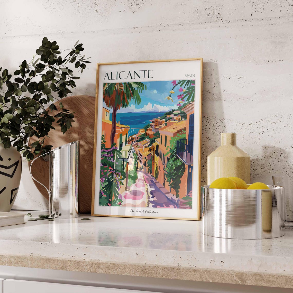 Alicante Spain Flower Street Overlooking The Sea View Art Poster - Image 3