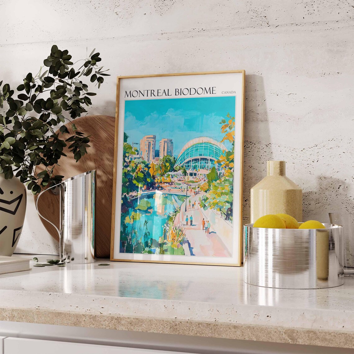 Montreal Biodome Canada Reflecting Pool and City Towers Travel Poster - Image 2