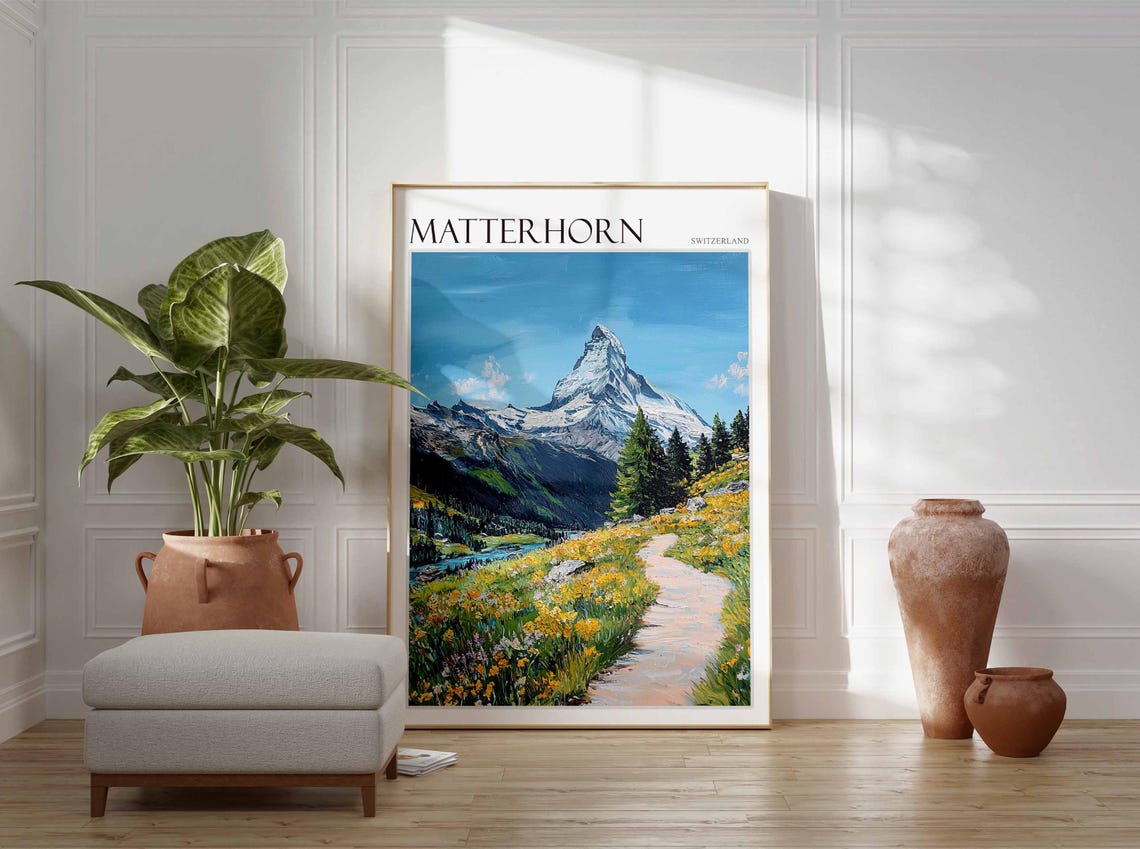 Matterhorn Poster Matterhorn Travel Print Swiss Decor Europe Travel Poster European Wall Art Switzerland Wall Art Mountain Poster - Image 4
