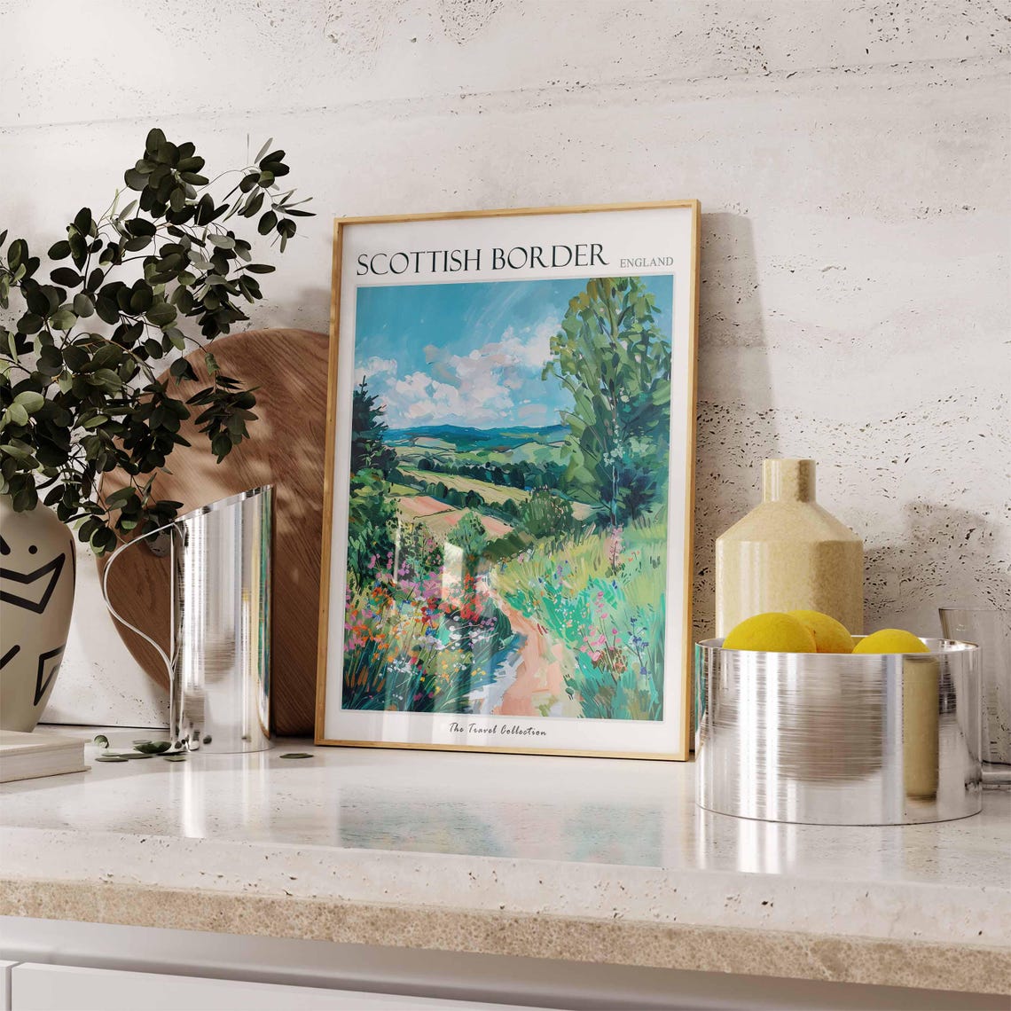 Scottish Borders Green Valley Winding Road Trees Scenic Poster - Image 3