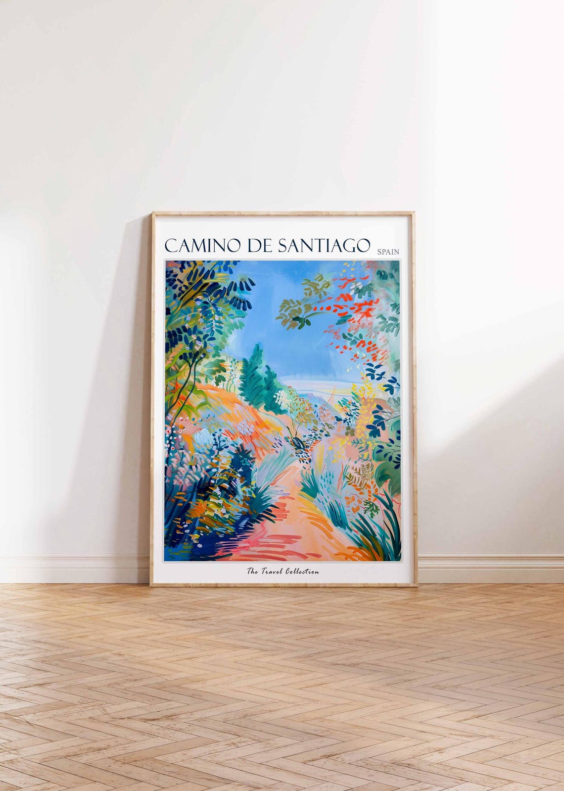 Camino De Santiago Spain Trail Path Flowers Painted Travel Poster - Image 2