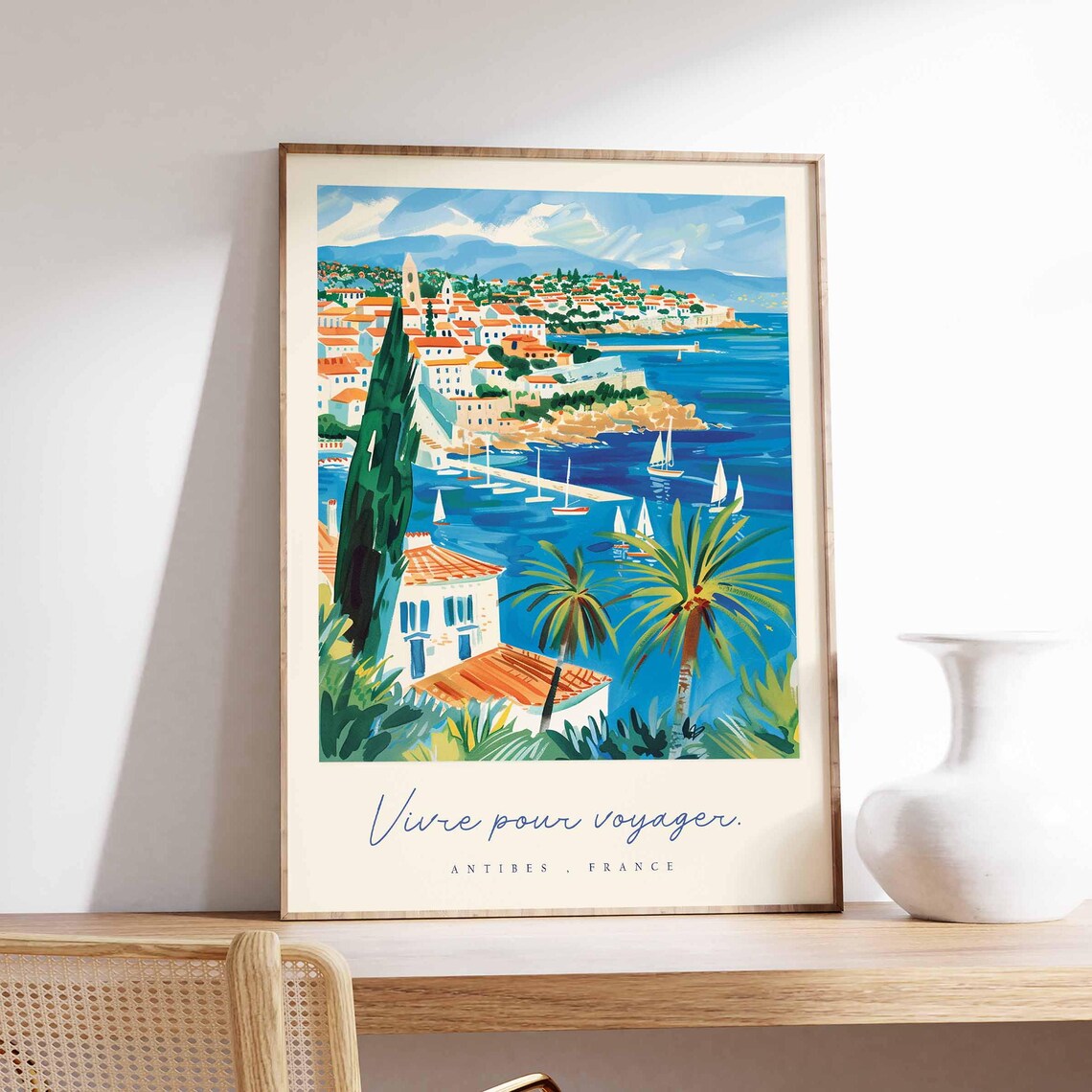 Antibes France Coastal Harbour French Riviera Seaside Travel Poster