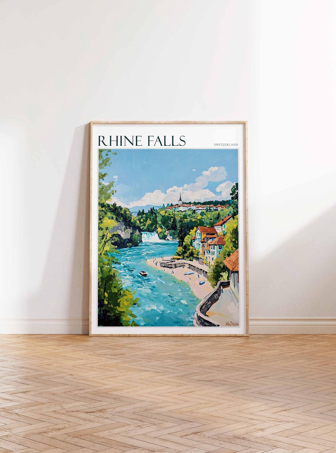 Rhine Falls Poster Rhine Falls Travel Print Swiss Decor Europe Travel Poster European Wall Art Switzerland Wall Art Botanical Decor - Image 2