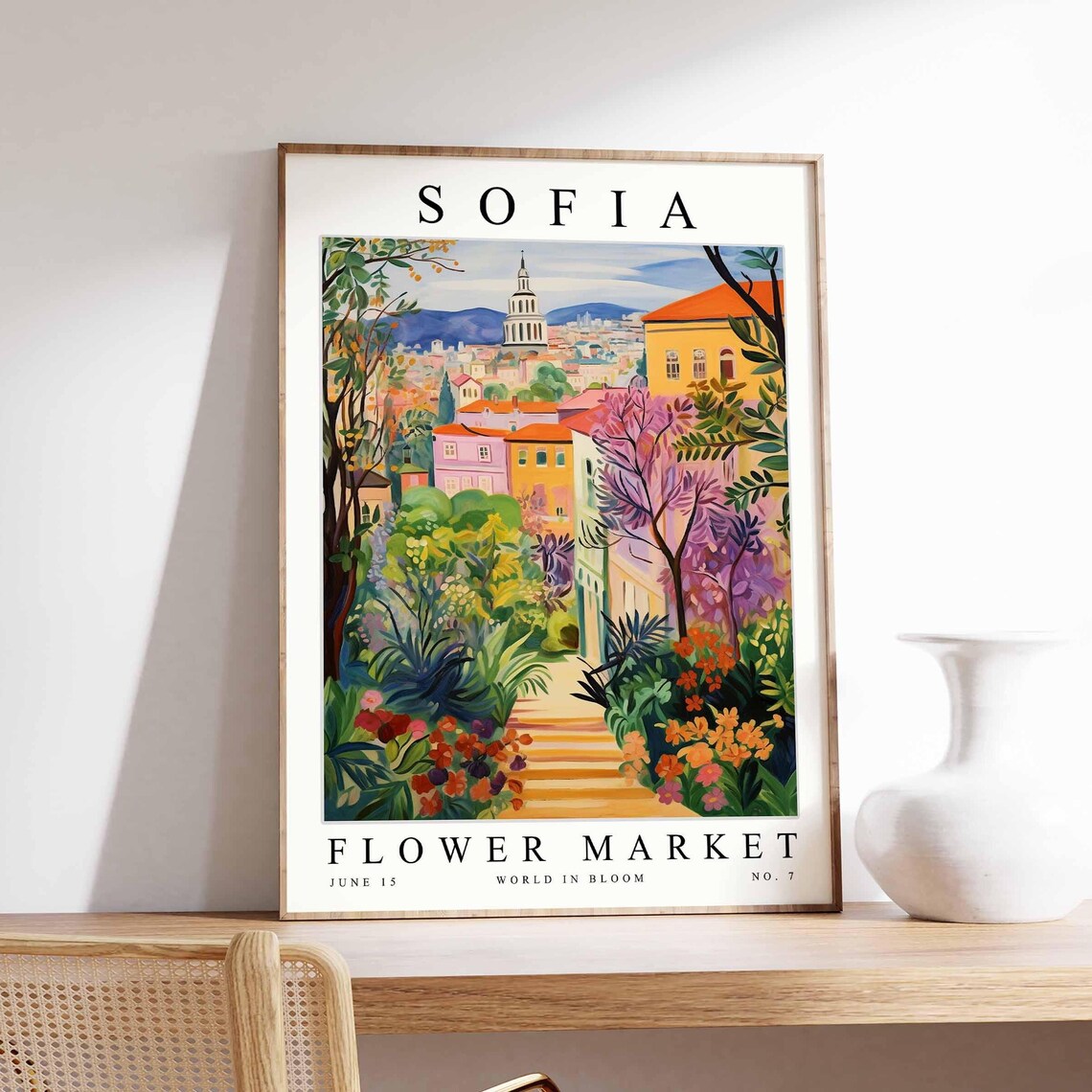 Sofia Flower Market Garden Stair Color House Tower View Poster