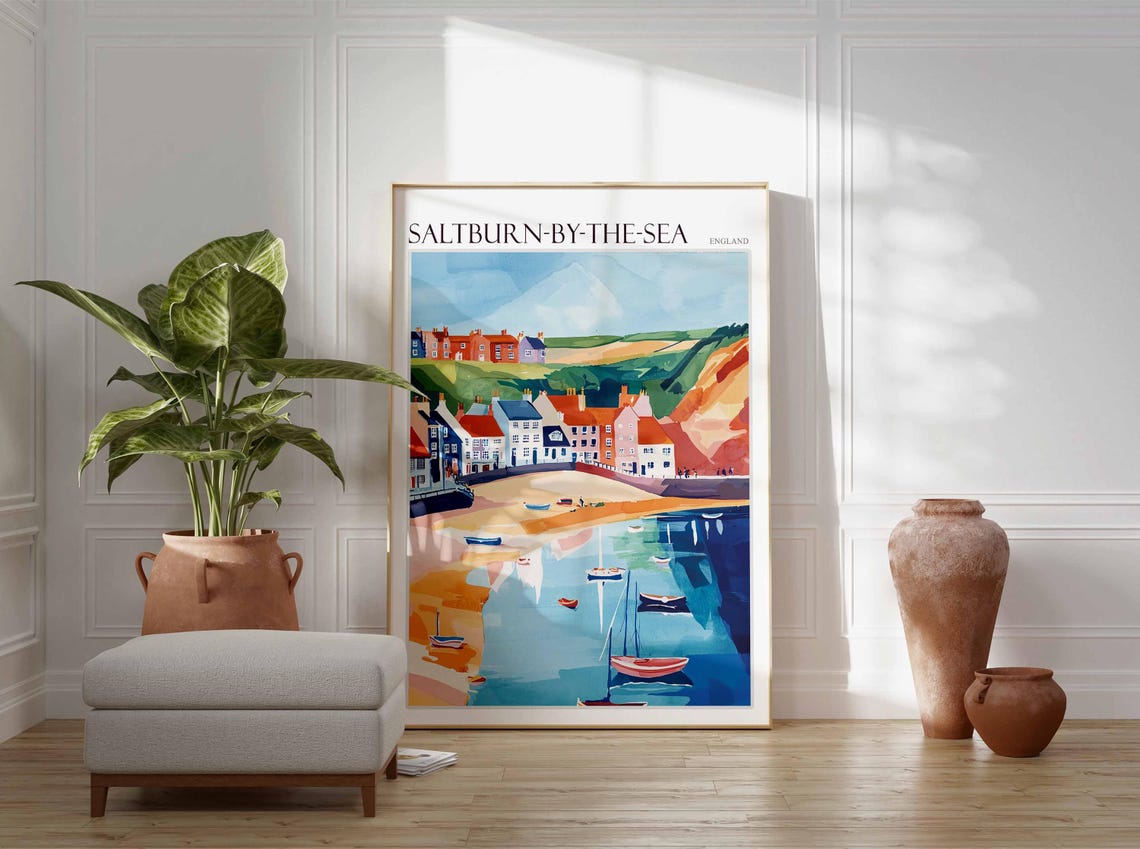 Saltburn By The Sea Poster Uk Travel Poster Coastal Wall Art British Art Uk Home Decor Vintage Seaside Poster Saltburn By The Sea Art - Image 4