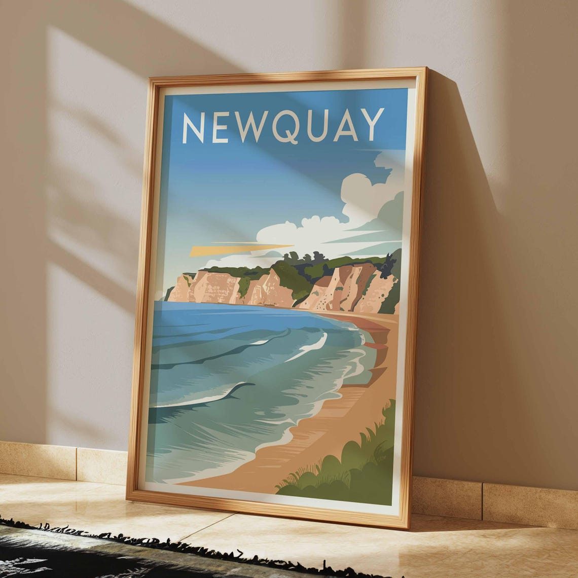 Newquay Print Coastal Travel Poster Cornwall Travel Print Coastal Wall Art Seaside Art Coastal Gift Uk Coast Art Uk Travel Poster - Image 2