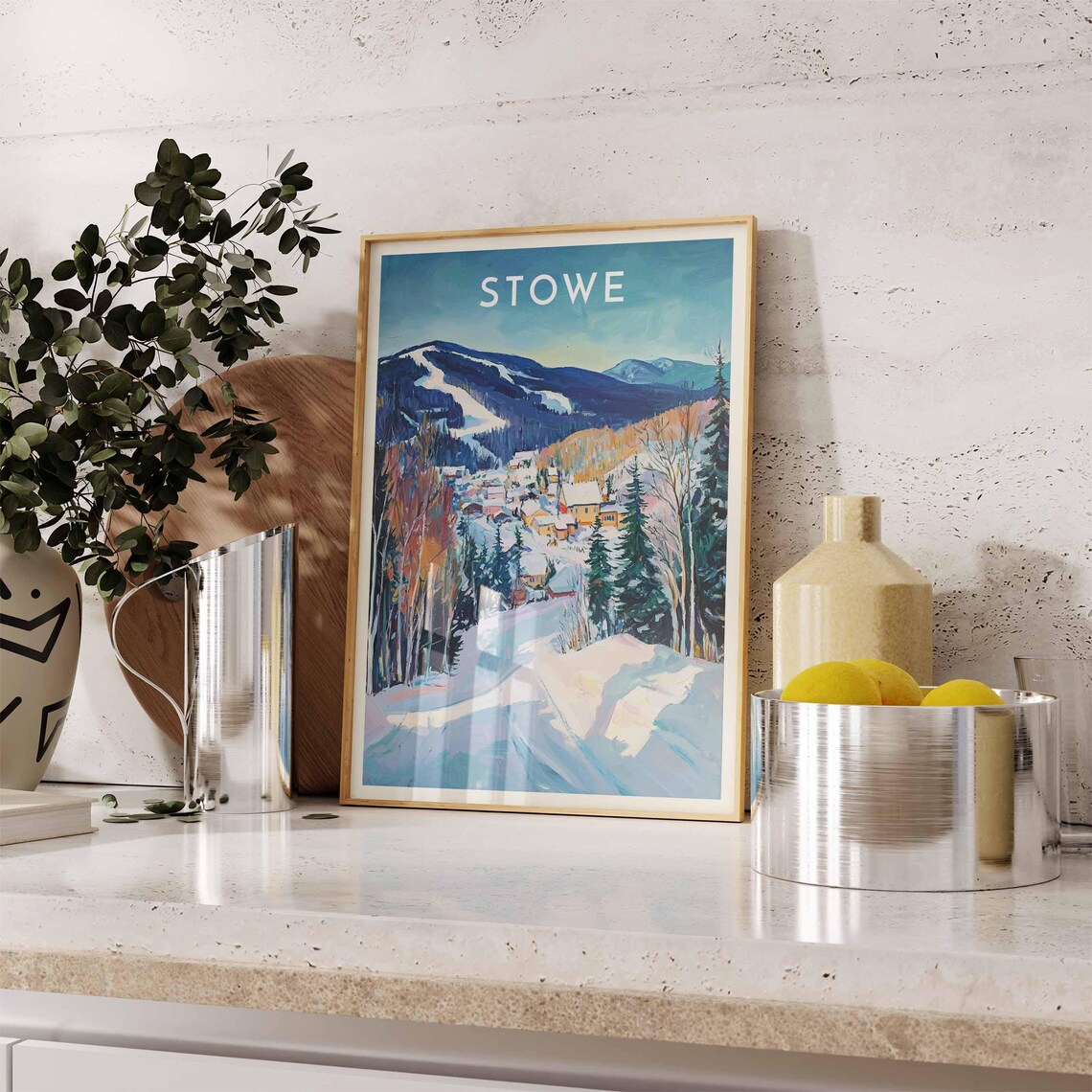 Stowe Slopeside Trail Winding Down to the Vermont Village Poster - Image 2