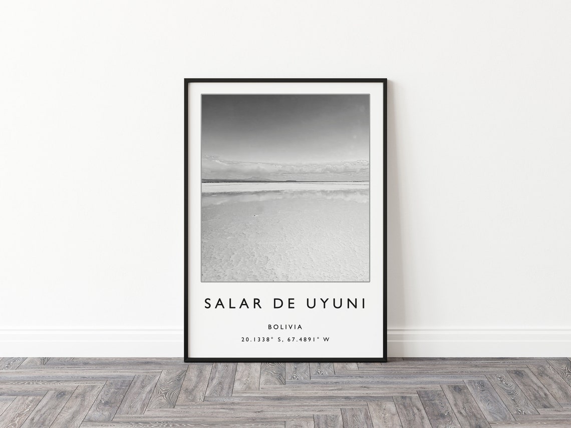 Salar De Uyuni Bolivia Travel Print Bolivia Travel Poster Bolivia Travel Print South America Travel Poster Travel Gift Black And White - Image 2