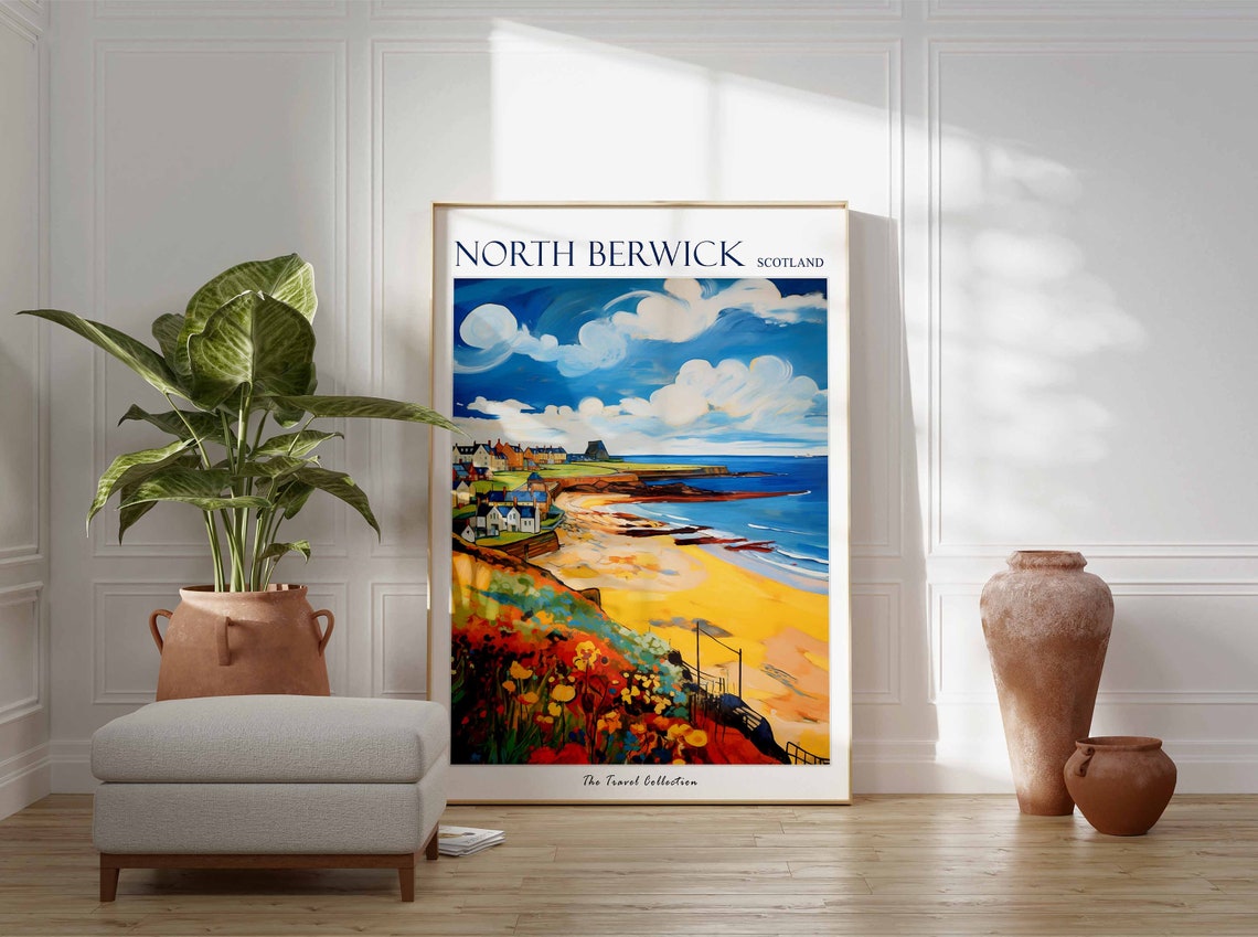 North Berwick Scotland Coastal Town Beach Travel Collection Poster - Image 2