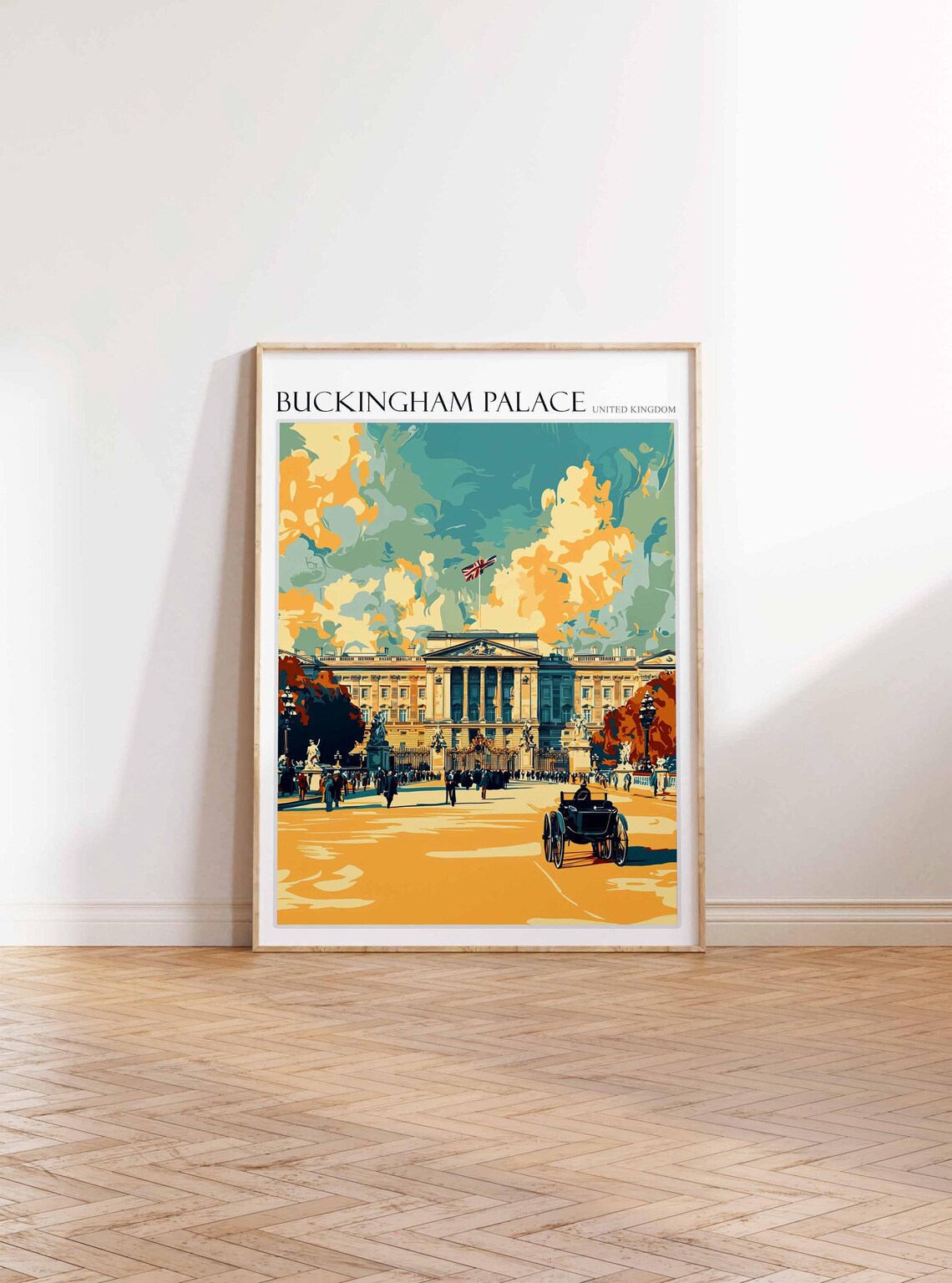 Buckingham Palace Vintage Horse Carriage Retro Travel Poster - Image 3