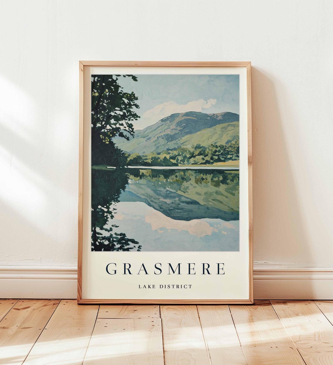 Grasmere Lake District Mirror Lake Hills Painterly Travel Poster
