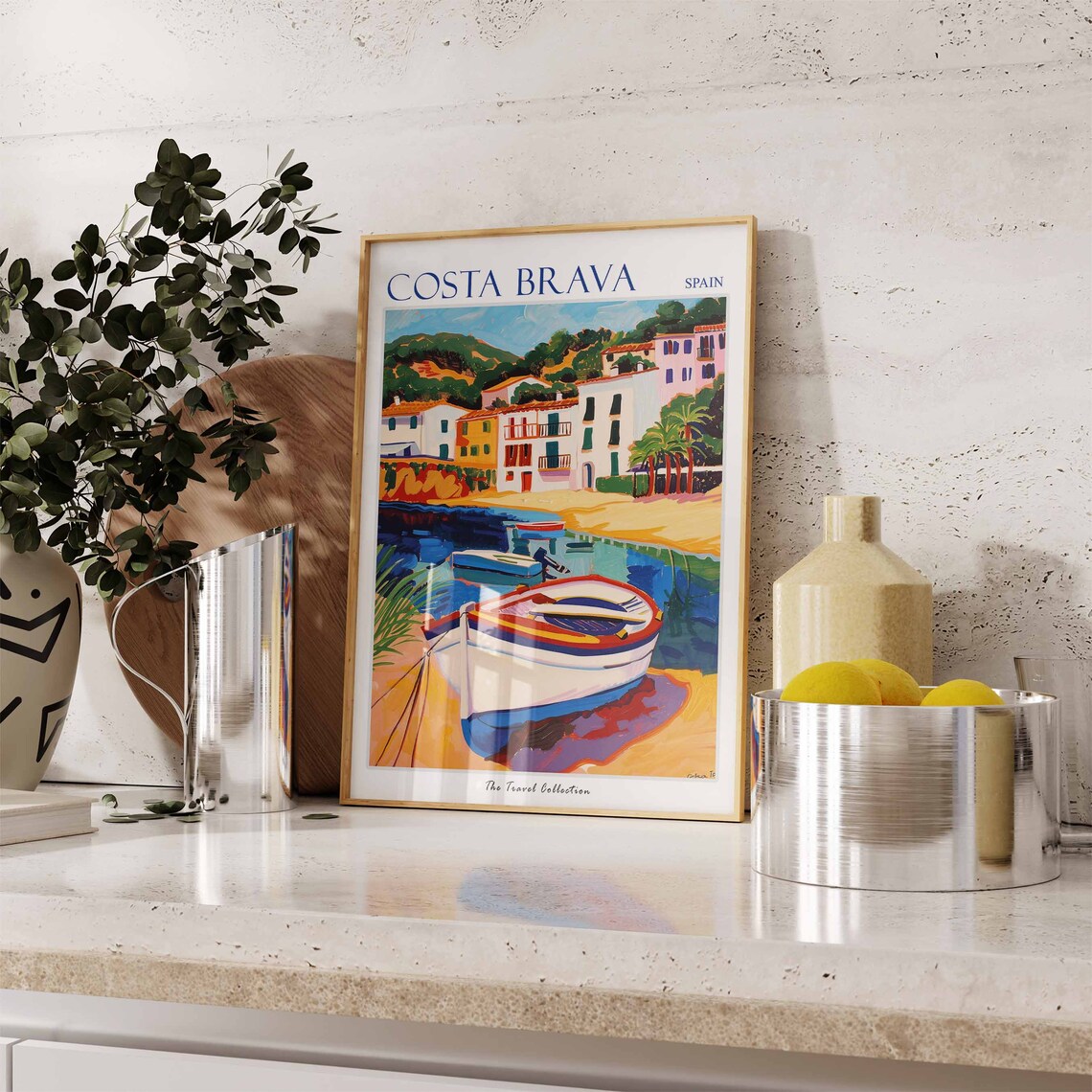 Costa Brava Spain Fishing Boat Beach Village Colorful Travel Poster - Image 2