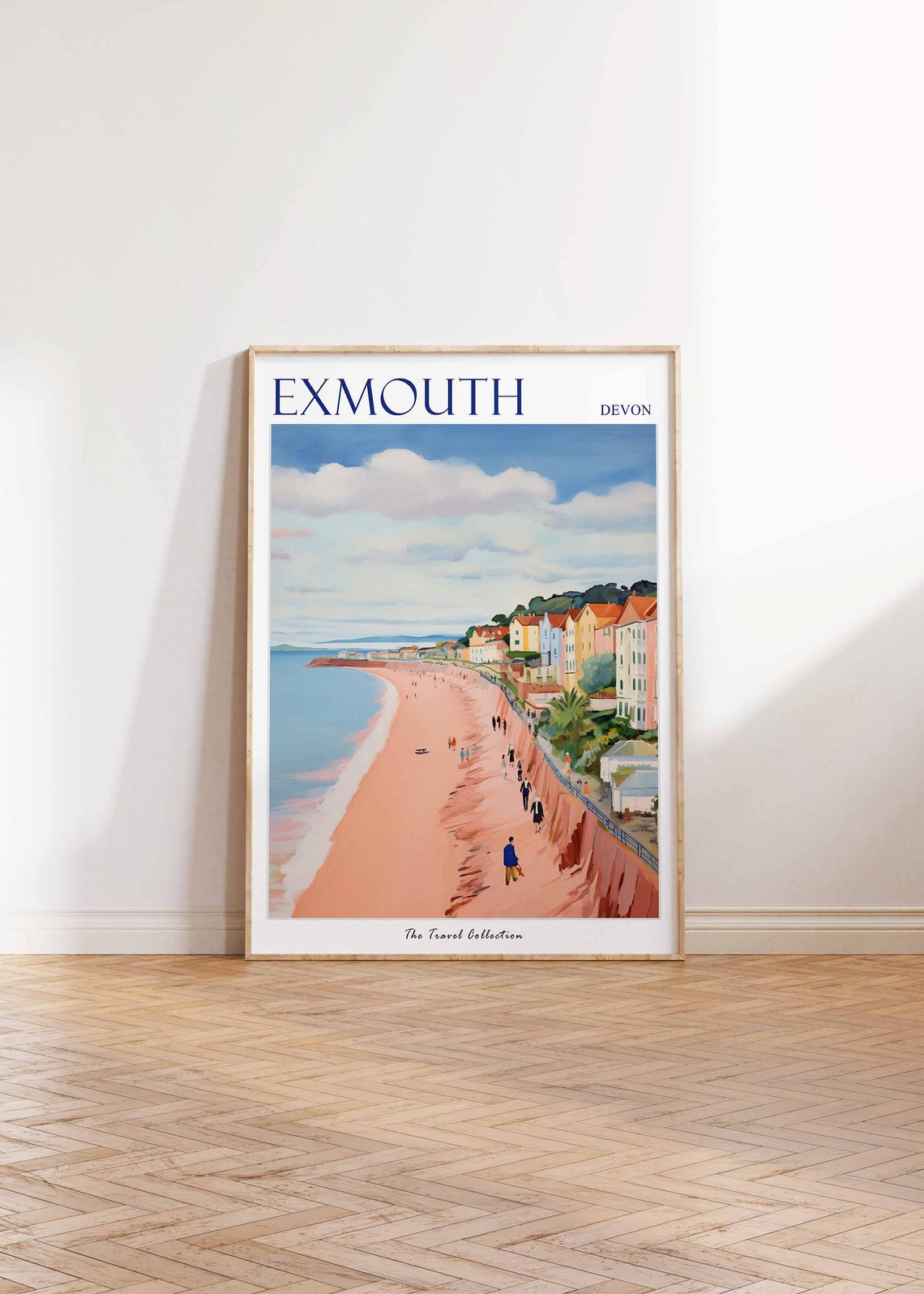 Exmouth Devon Sandy Bay Esplanade Pastel Houses Seaside Walk Poster - Image 2