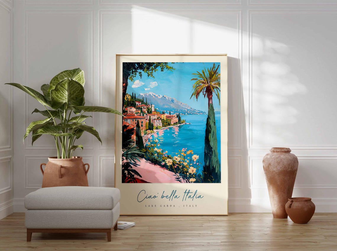 Lake Garda Poster Italian Travel Print Lake Garda Travel Art Lake Garda Wall Art Italy Art Italy Travel Decor Italian Travel Gift - Image 3