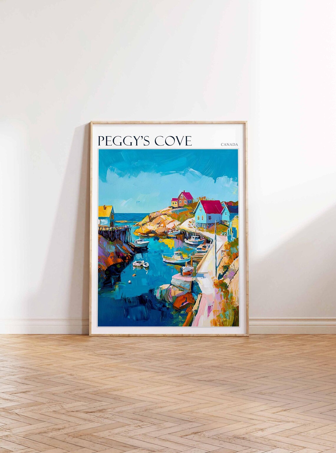 Peggy's Cove Canada Colourful Harbour Boats and Cliff Houses Poster - Image 2