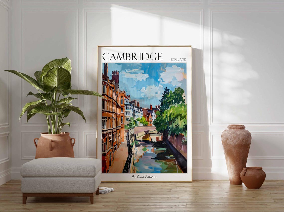 Cambridge Poster England Travel Print British Decor United Kingdom Travel Poster City Print Cambridge Gift Cambridge Travel Poster - Image 2