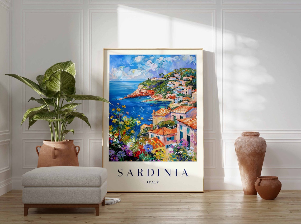 Sardinia Italy Mediterranean Coast Impressionist Travel Poster - Image 3