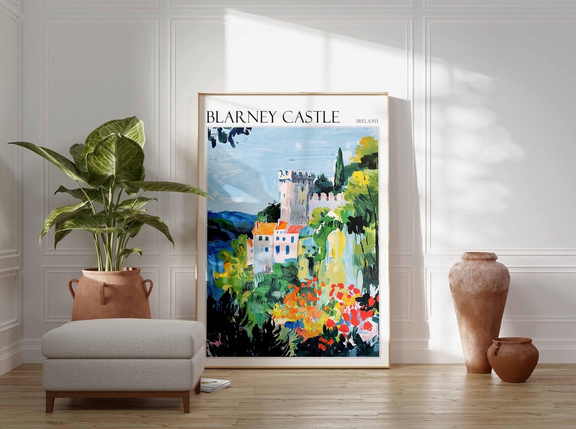 Blarney Castle Ireland Tower With Orange Roofs and Flowers Poster - Image 2