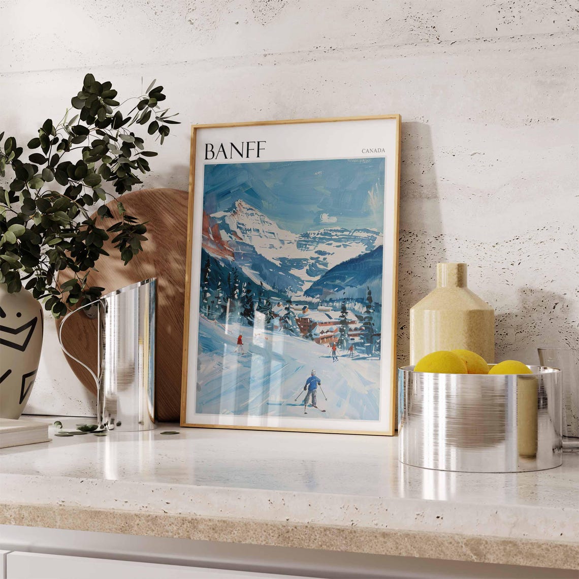 Skiing Travel Poster Skiing Art Banff Poster Canadian Rockies Wall Art Lake Louise Poster Mountain Poster Banff Travel Art Banff Art - Image 2