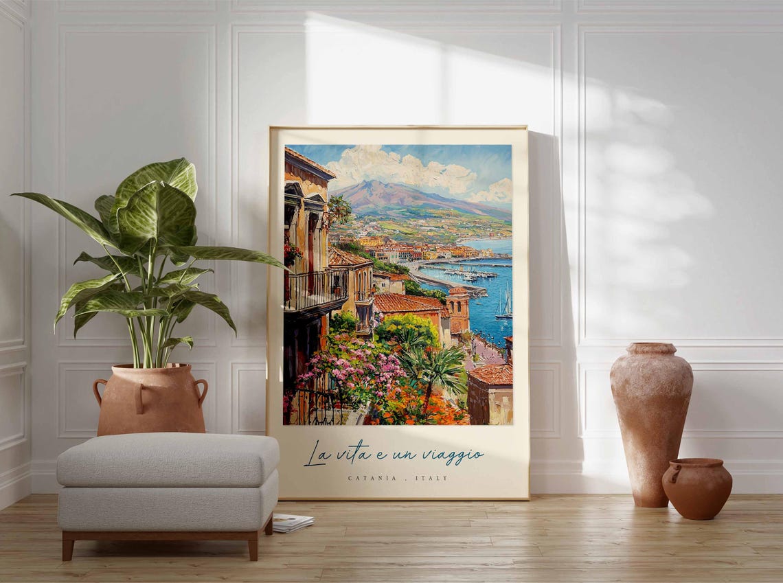 Catania Poster Catania Travel Print Catania Travel Art Catania Wall Art Italy Art Italy Travel Decor Italian Travel Gift - Image 3