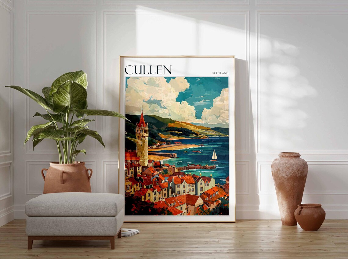 Cullen Poster Scotland Travel Poster Scotland Travel Gift Cullen Scotland Art Moray Coast Poster North Sea Poster Scottish Scenery Art - Image 3