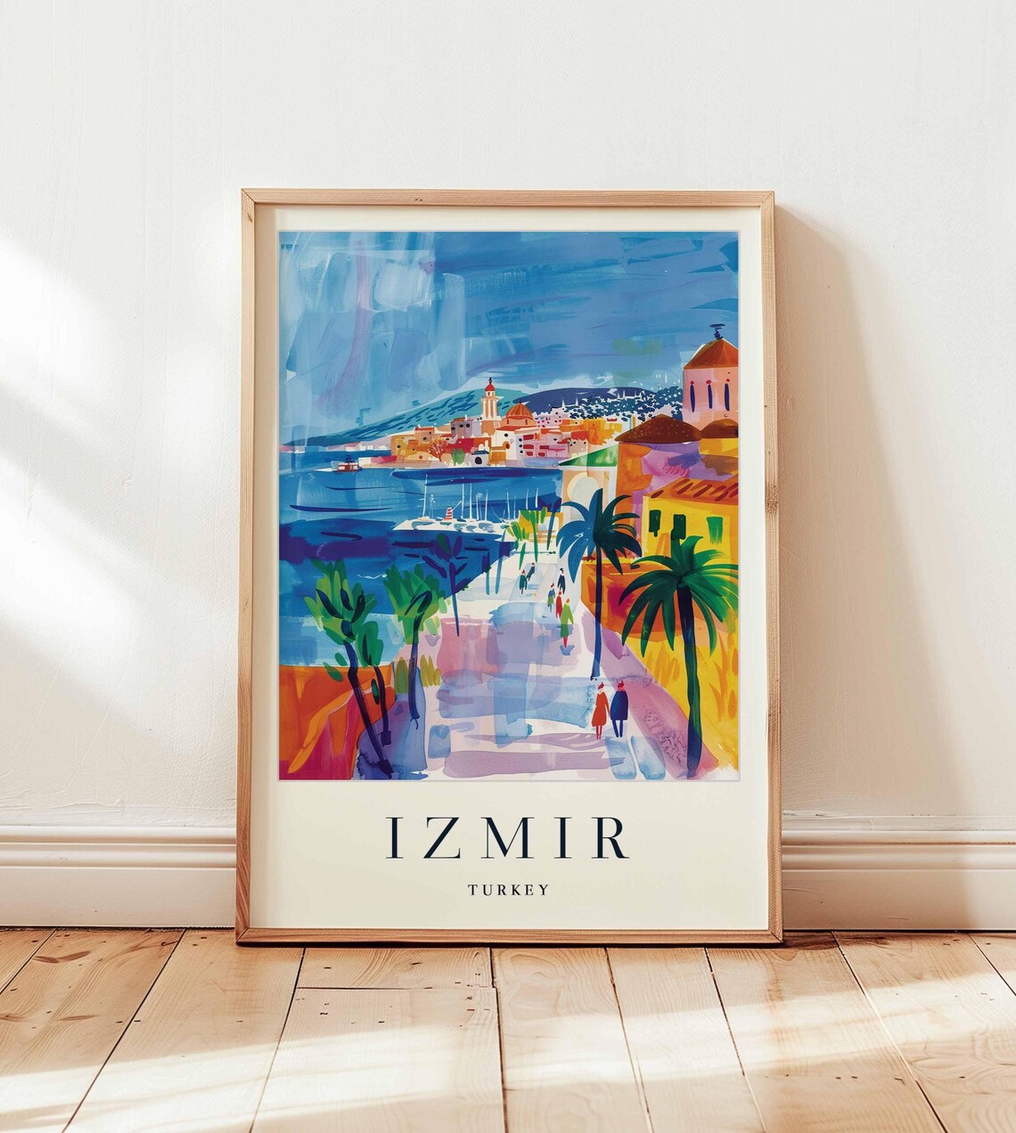 Izmir Turkey Travel Poster, Aegean Coastal City