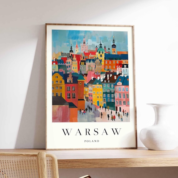 Warsaw Poland Old Town Market Square Colorful Architecture Poster