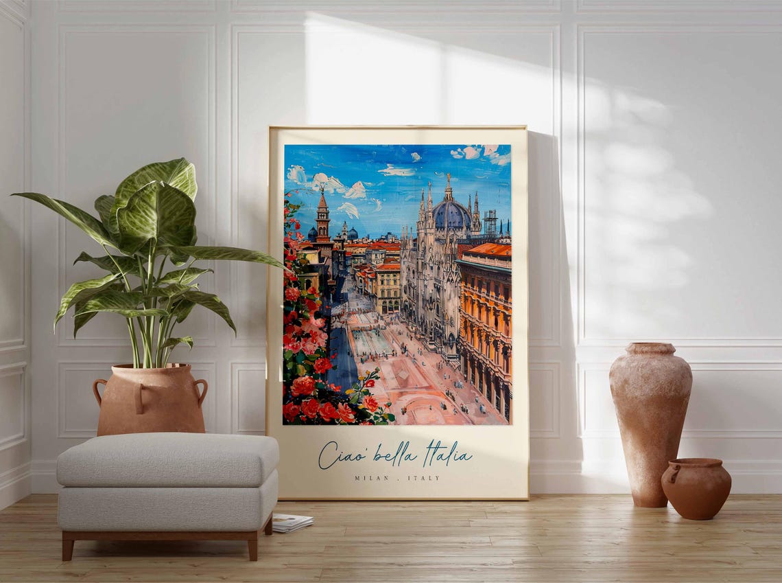 Milan Poster Italian Travel Print Milan Travel Art Milan Wall Art Italy Art Italy Travel Decor Italian Travel Gift - Image 3