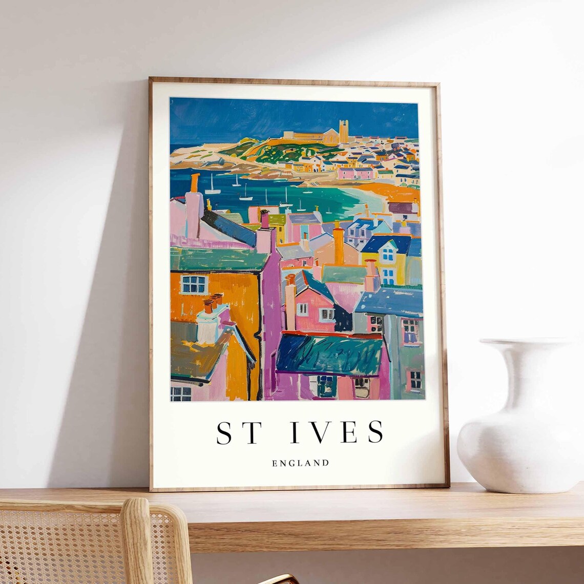 St Ives Cornwall Coastal Beach Travel Poster