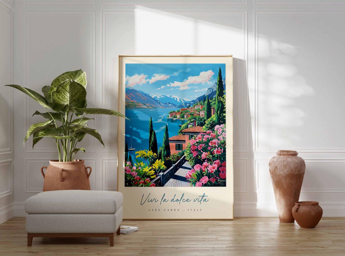 Lake Garda Poster Italian Travel Print Lake Garda Travel Art Lake Garda Wall Art Italy Art Italy Travel Decor Italian Travel Gift - Image 3