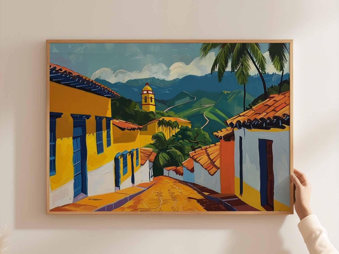Colombia Travel Poster, South America Landscape