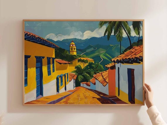 Colombia Travel Poster, South America Landscape