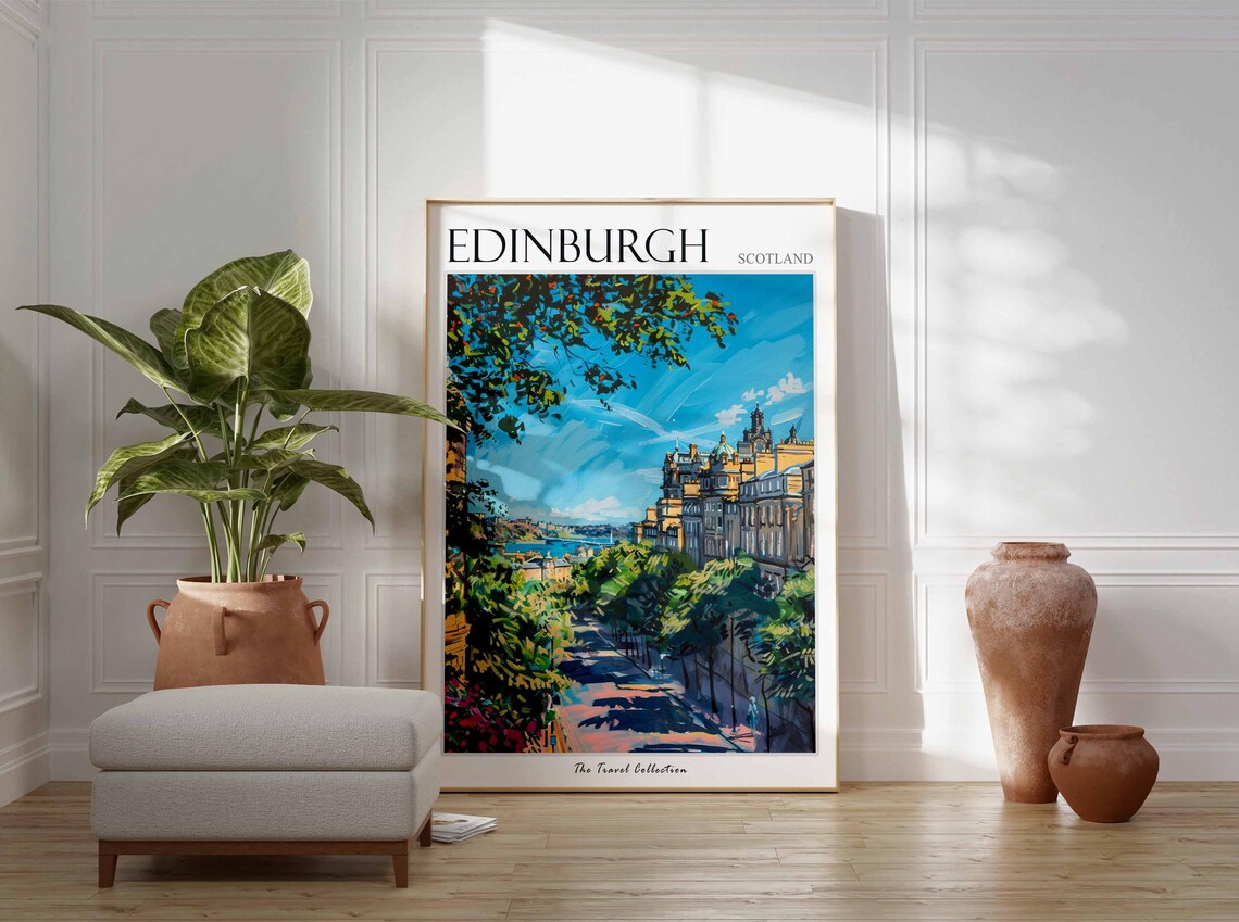 Edinburgh Poster Scotland Travel Print Scottish Decor United Kingdom Travel Poster City Print Edinburgh Gift Edinburgh Travel Poster - Image 2